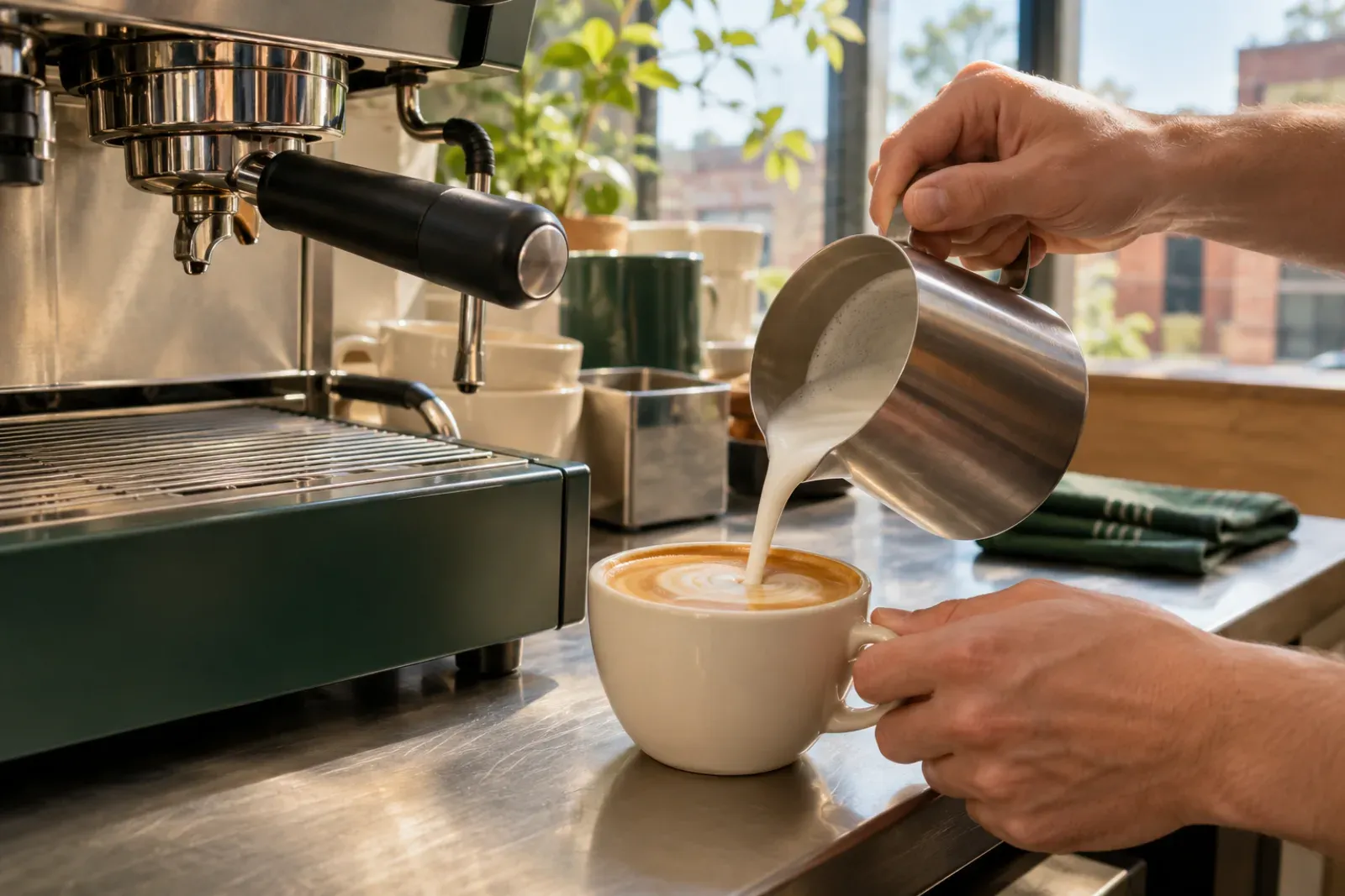 Milk being poured during an illustrative training session.