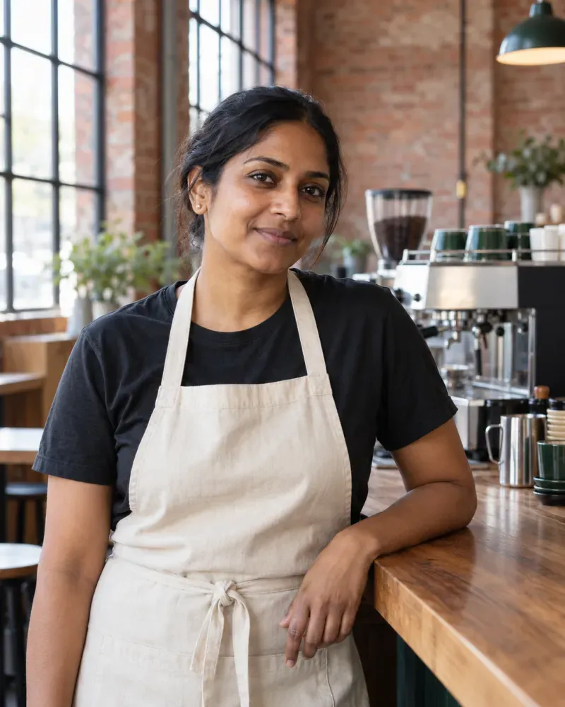 Portrait of Priya Ramanathan, generated for this demo.